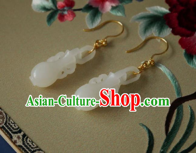 Chinese Handmade Jade Vase Earrings Traditional Hanfu Ear Jewelry Accessories Classical Eardrop for Women