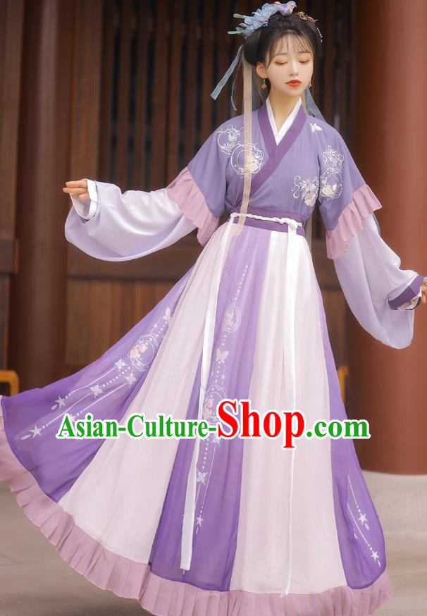 Top Chinese Jin Dynasty Princess Costumes Traditional Hanfu Dress Ancient Young Lady Half Sleeve Garment Blouse and Skirt Full Set