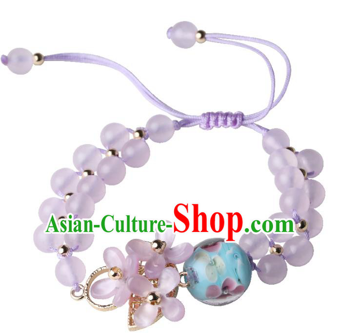 Handmade Chinese Traditional Violet Beads Bracelet Jewelry Accessories Decoration National Fragrans Bangle for Women