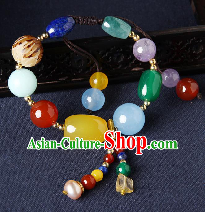 Handmade Chinese Traditional Colorful Beads Bracelet Jewelry Accessories Decoration National Bangle for Women