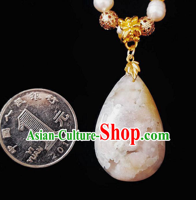 Chinese Handmade White Stone Necklace Traditional Hanfu Jewelry Accessories Pearls Necklet for Women
