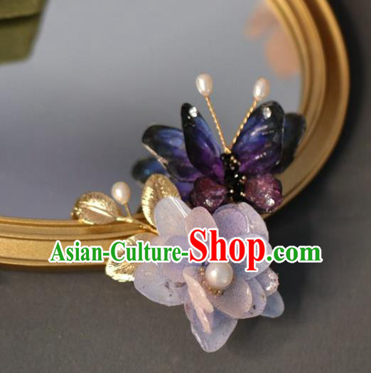 Top Grade Classical Purple Butterfly Flower Brooch Accessories Handmade Sweater Breastpin Ornaments for Women