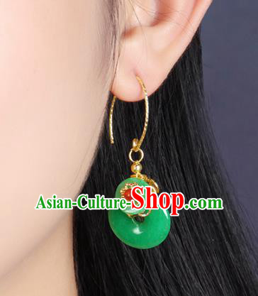 Traditional Chinese Peace Buckle Ear Accessories Handmade Eardrop National Cheongsam Green Earrings for Women