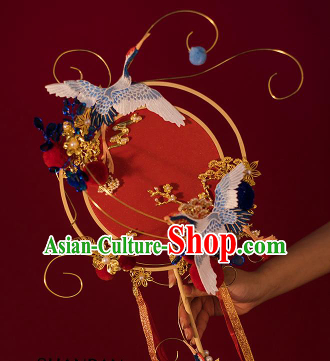Top Grade Chinese Classical Wedding Fan Accessories Handmade Ancient Bride Embroidered Round Fans for Women