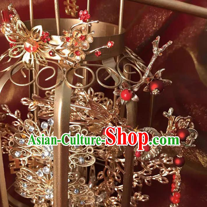 Handmade Chinese Wedding Prop Golden Lantern Top Grade Bride Accessories Photography Portable Lamp for Women