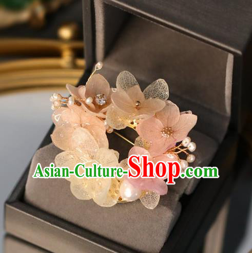 Top Grade Classical Ring Brooch Accessories Handmade Sweater Pink and Beige Flowers Breastpin Ornaments for Women