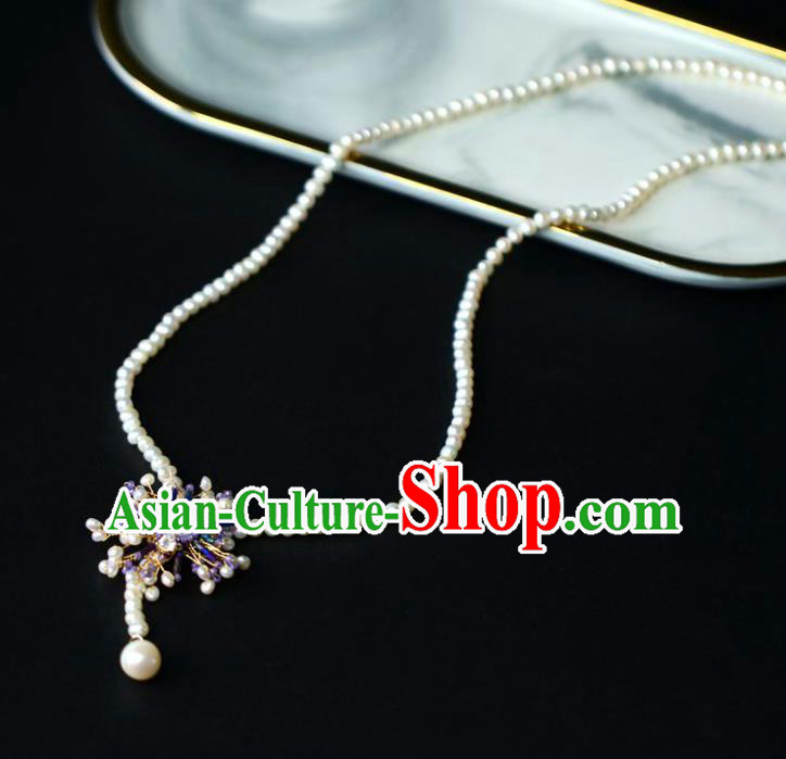 Baroque Handmade Pearls Necklace Jewelry Accessories European Retro Princess Hexagram Necklet for Women