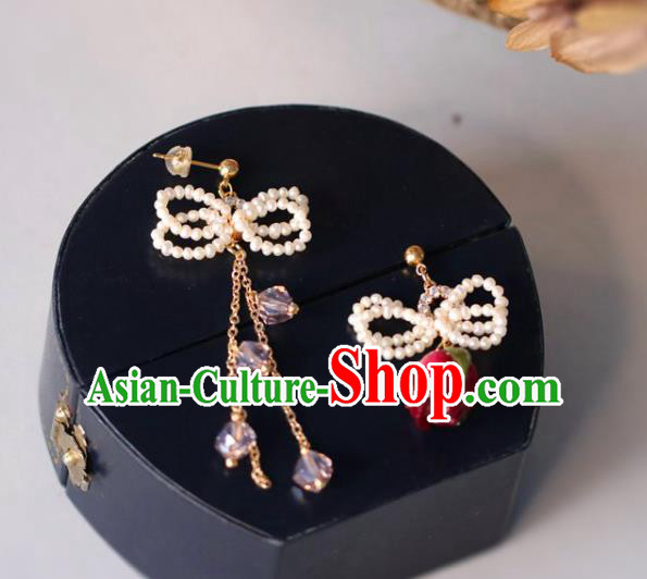 Princess Handmade Pearls Tassel Earrings Classical Irregular Eardrop Jewelry Accessories for Women