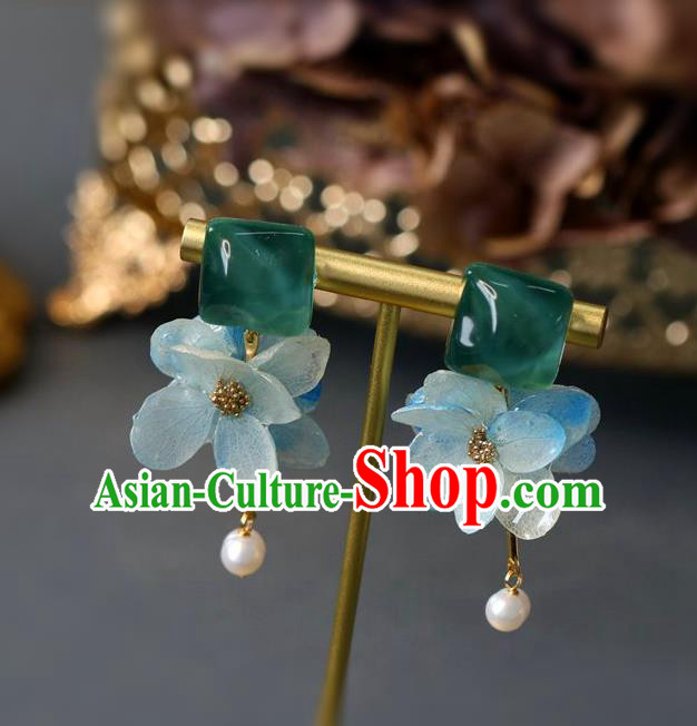 Princess Handmade Blue Lotus Earrings Classical Eardrop Fashion Jewelry Accessories for Women