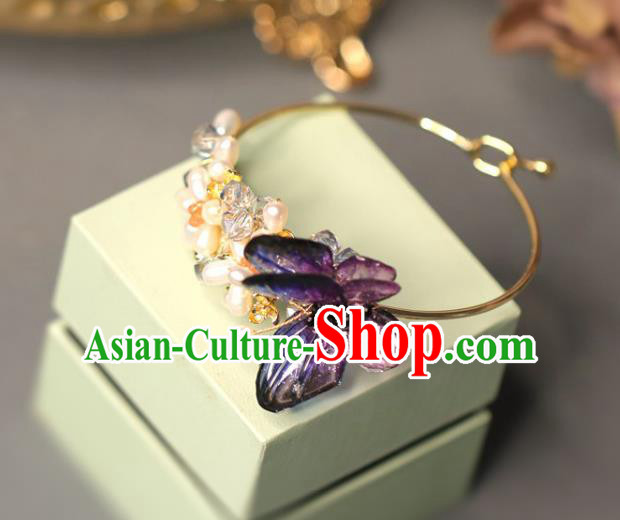 Baroque Handmade Purple Butterfly Bracelet Jewelry Accessories European Novel Design Pearls Bangle for Women