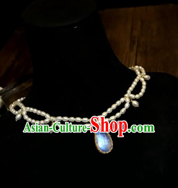 Baroque Handmade Moonstone Jewelry Accessories European Novel Design Pearls Necklace for Women