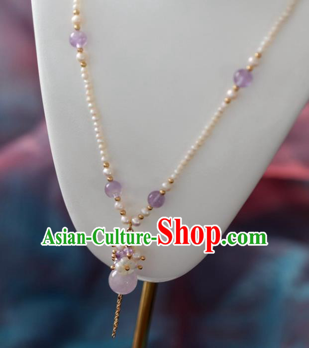 Baroque Handmade Amethyst Jewelry Accessories European Novel Design Pearls Necklace for Women