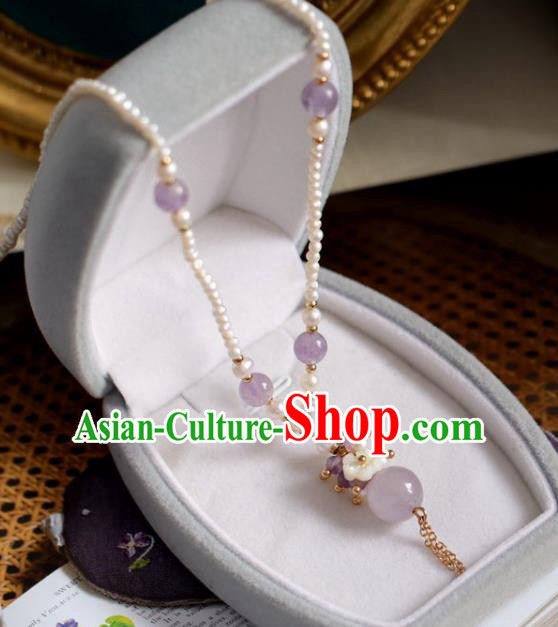 Baroque Handmade Amethyst Jewelry Accessories European Novel Design Pearls Necklace for Women
