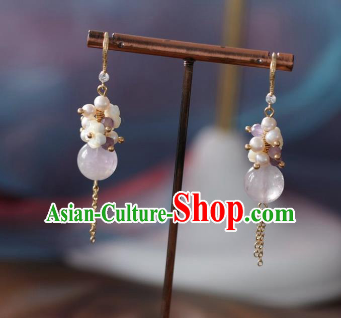 Princess Handmade Amethyst Earrings Classical Shell Plum Eardrop Fashion Jewelry Accessories for Women