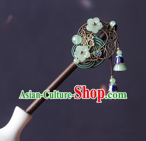 Chinese Traditional Cloisonne Ebony Hairpins Hair Accessories Decoration Handmade Hair Accessories Lotus Seedpod Tassel Hair Clip for Women