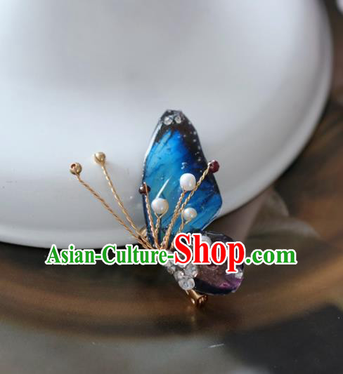 Top Grade Classical Blue Butterfly Brooch Accessories Handmade Sweater Breastpin Ornaments for Women