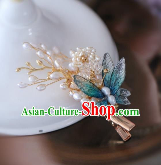 Handmade Retro Green Butterfly Flowers Hair Claw Top Grade Hair Accessories Hair Stick Pearls Hair Pin for Women