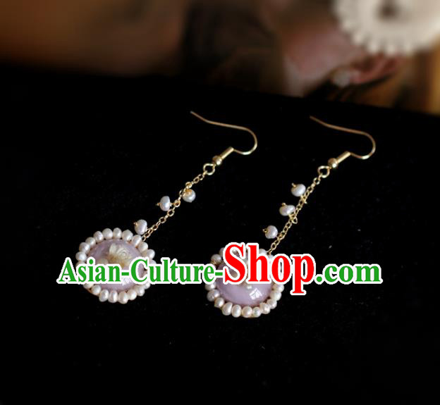 Princess Handmade Lilac Earrings Fashion Jewelry Accessories Classical Pearls Eardrop for Women