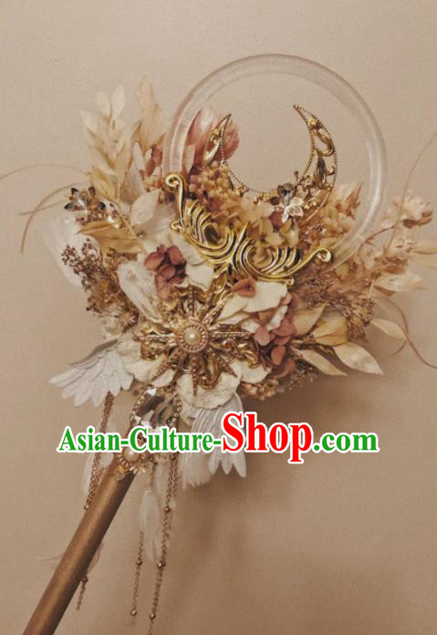 Baroque Princess Bridal Bouquet Handmade Wedding Accessories Photography Prop Champagne Flowers Scepter for Women
