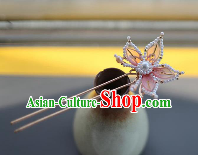 Handmade Chinese Pearls Lotus Hair Clip Traditional Classical Hanfu Hair Accessories Ancient Princess Hairpins for Women