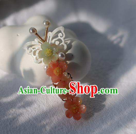 Handmade Chinese Plum Hair Claws Traditional Classical Hanfu Hair Accessories Ancient Princess Shell Butterfly Hairpins for Women