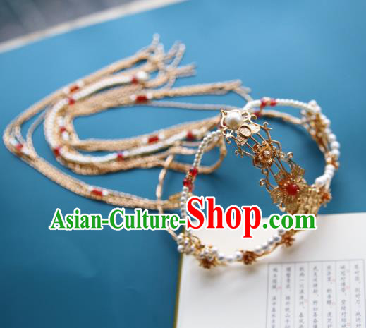 Chinese Classical Golden Tassel Hair Crown Traditional Hanfu Hair Accessories Handmade Hairpins Phoenix Coronet for Women
