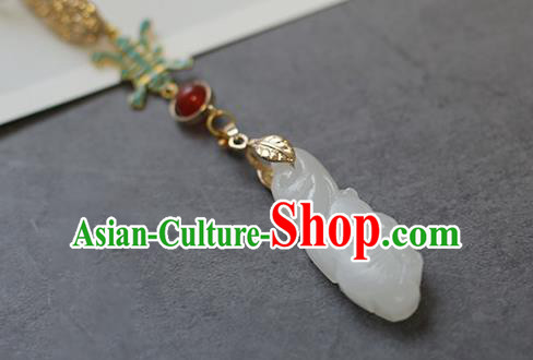 Top Grade Chinese Classical Qing Dynasty Brooch Accessories Handmade Ancient Hanfu Jade Waist Pendant for Women
