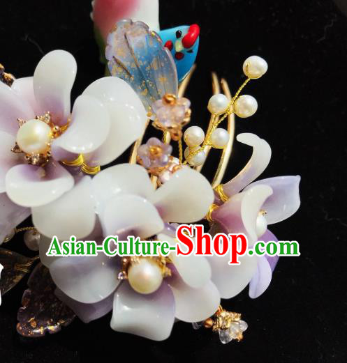 Handmade Chinese Court Lilac Flowers Hair Comb Traditional Classical Hair Accessories Ancient Qing Dynasty Hairpins for Women