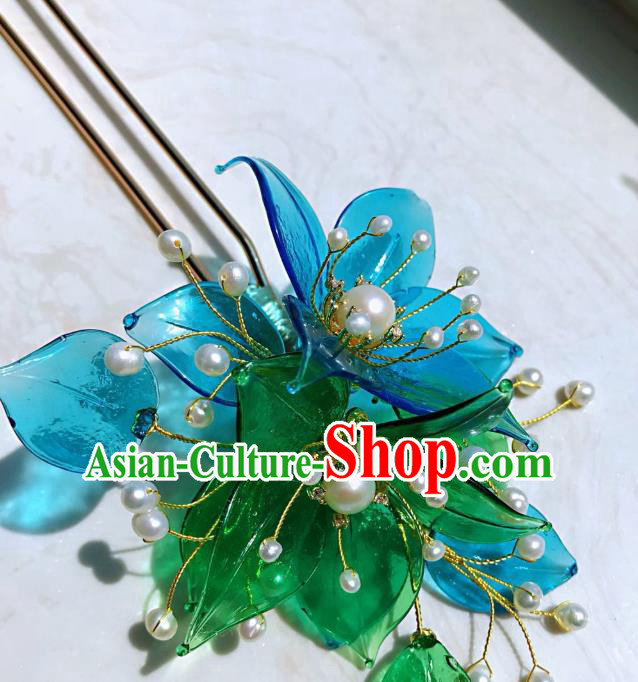 Handmade Chinese Court Princess Flowers Hairpins Traditional Classical Hair Accessories Ancient Qing Dynasty Hair Clip for Women