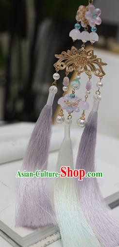 Top Grade Chinese Classical Lilac Tassel Waist Accessories Handmade Ancient Golden Lotus Belt Pendant for Women