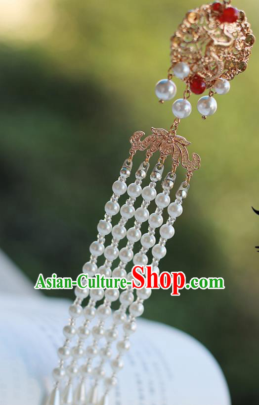 Top Grade Chinese Classical Pearls Tassel Brooch Accessories Handmade Ancient Hanfu Waist Pendant for Women