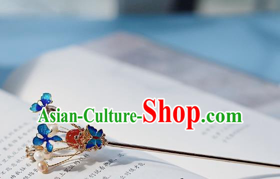 Handmade Chinese Classical Court Hairpins Traditional Hair Accessories Ancient Qing Dynasty Cloisonne Hair Clip for Women