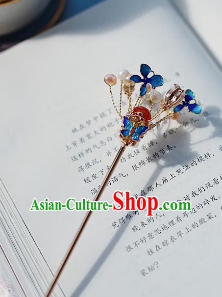 Handmade Chinese Classical Court Hairpins Traditional Hair Accessories Ancient Qing Dynasty Cloisonne Hair Clip for Women