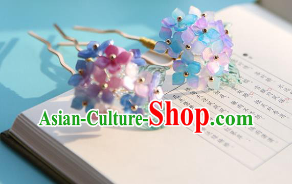 Handmade Chinese Classical Hydrangea Hairpins Traditional Hair Accessories Ancient Hanfu Hair Clip for Women
