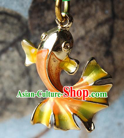 Traditional Chinese Goldfish Ear Accessories Handmade Eardrop National Cheongsam Green Jade Ring Earrings for Women