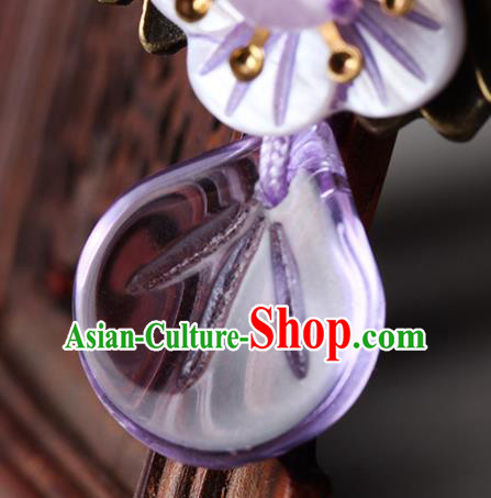 Traditional Chinese Violet Flower Ear Accessories Handmade Eardrop National Cheongsam Earrings for Women