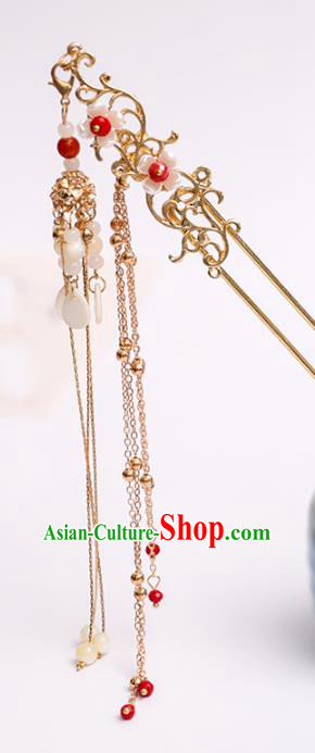 Handmade Chinese Classical Golden Tassel Hairpins Traditional Hair Accessories Ancient Hanfu Hair Clip for Women