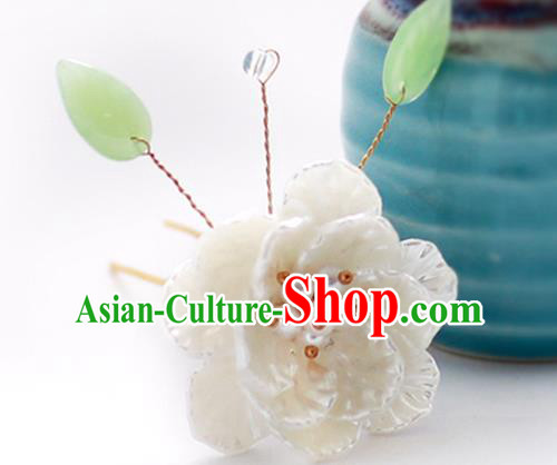 Handmade Chinese Classical Shell Peony Hairpins Traditional Hair Accessories Ancient Hanfu Hair Clip for Women