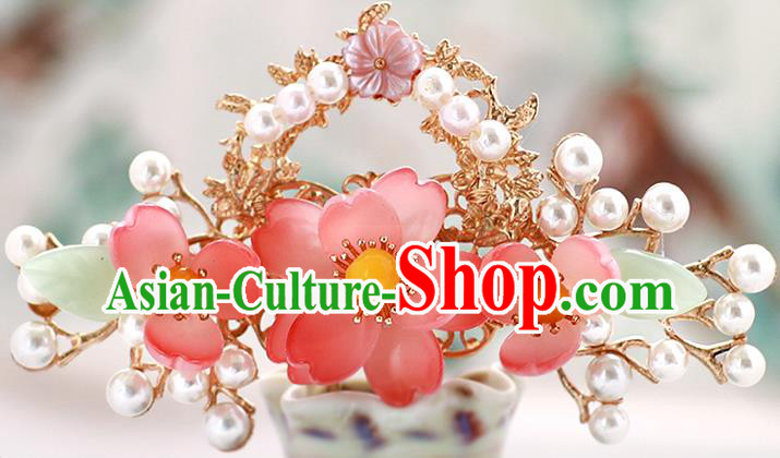 Chinese Classical Wedding Red Lotus Hair Crown Traditional Bride Hair Accessories Handmade Hanfu Tassel Hairpins Full Set