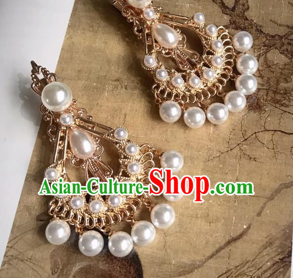 Handmade Chinese Ming Dynasty Pearls Hair Claw Traditional Hair Accessories Ancient Court Hairpins Hair Stick for Women