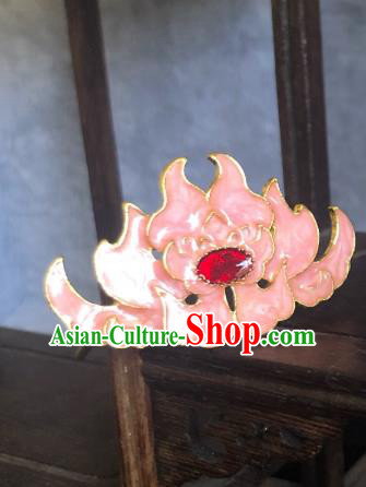 Chinese Classical Wedding Pink Lotus Hair Crown Handmade Traditional Bride Hair Accessories Tassel Hairpins