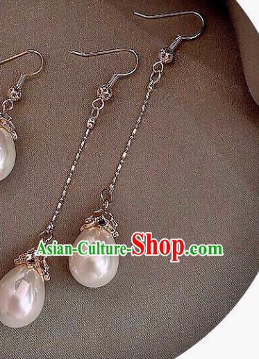 Chinese Handmade Hanfu Earrings Traditional Ear Jewelry Accessories Classical Pearl Tassel Eardrop for Women