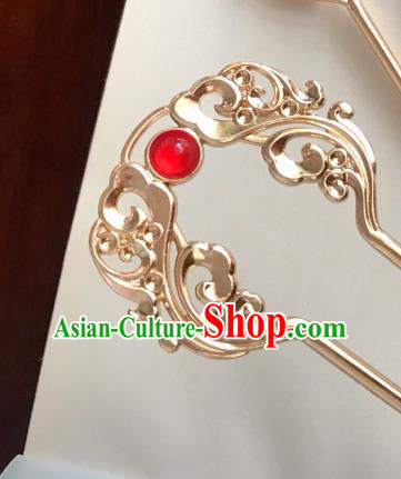 Handmade Chinese Tang Dynasty Dance Hair Clip Traditional Hair Accessories Ancient Princess Golden Hairpins for Women