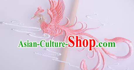 Handmade Chinese Traditional Dance Silk Fan Accessories Decoration Hanfu Embroidered Phoenix Palace Fan for Women
