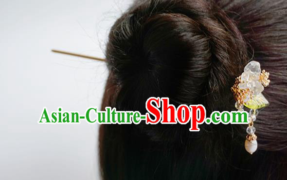 Handmade Chinese Flower Hair Clip Traditional Hair Accessories Ancient Hanfu Classical Tassel Hairpins for Women