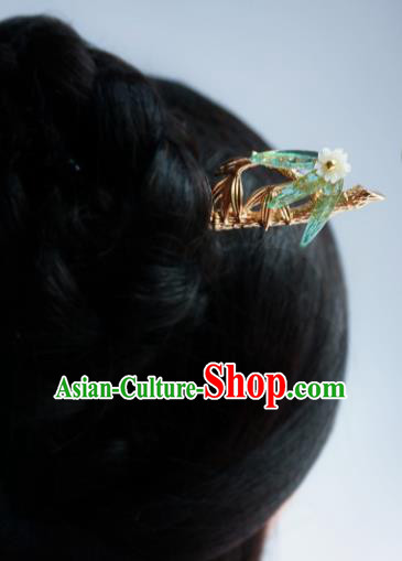 Handmade Chinese Golden Bamboo Hair Clip Traditional Hair Accessories Ancient Hanfu Classical Hairpins for Women