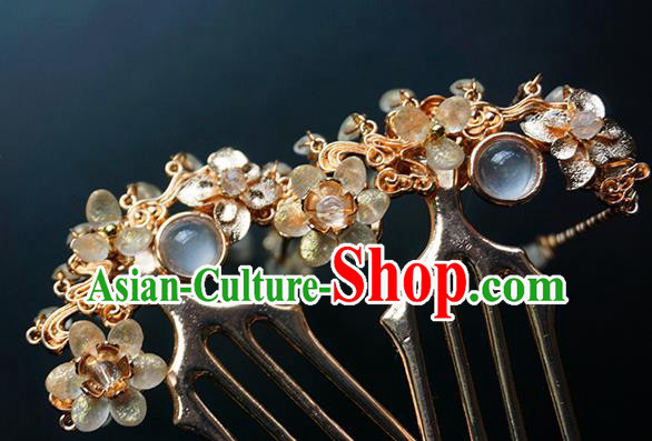 Chinese Classical Wedding Golden Hair Comb and Hair Clips Traditional Bride Hair Accessories Handmade Hanfu Hairpins Complete Set