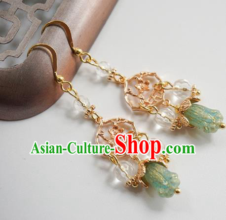 Chinese Handmade Hanfu Court Earrings Traditional Ear Jewelry Accessories Classical Golden Eardrop for Women