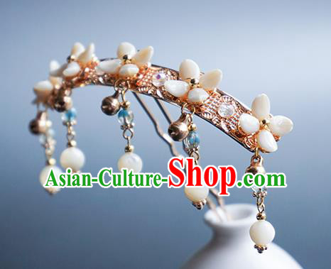 Handmade Chinese Flowers Hair Clip Traditional Hair Accessories Ancient Court Classical Bell Tassel Hairpins for Women
