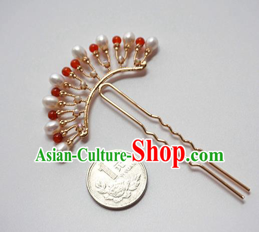 Handmade Chinese Tang Dynasty Hair Clip Traditional Hair Accessories Ancient Court Classical Golden Hairpins for Women